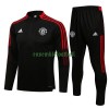 Manchester United Ensemble Sweat d'Entraînement Quarter-Zip 22-23 Noir Rouge Pour Enfant